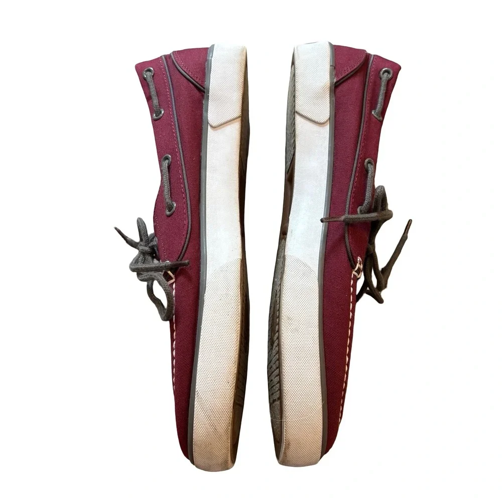 Polo Ralph Lauren Mens Lander P Burgundy Canvas Boat Shoes Sneakers Size 11.5 D
